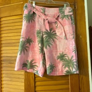 Tommy Bahama Linen Shorts - Pink with Palm Tree Print